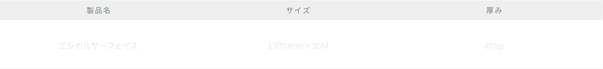 エシカルサーフェイス仕様表